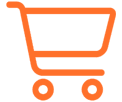 An orange shopping cart is shown on a green background.